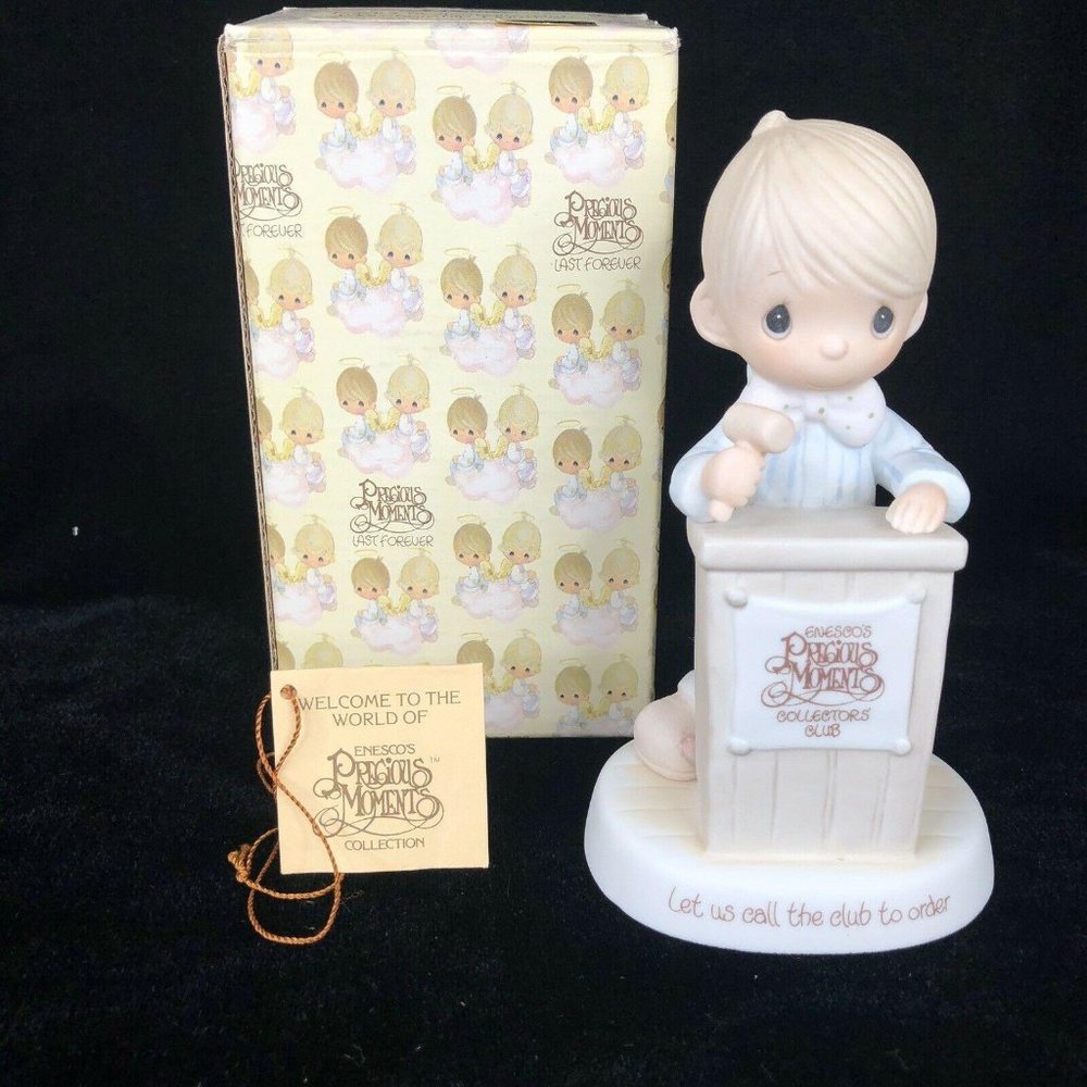 1983 Precious Moments Figurine Let Us Call The‎ Club to Order Jonathan & David